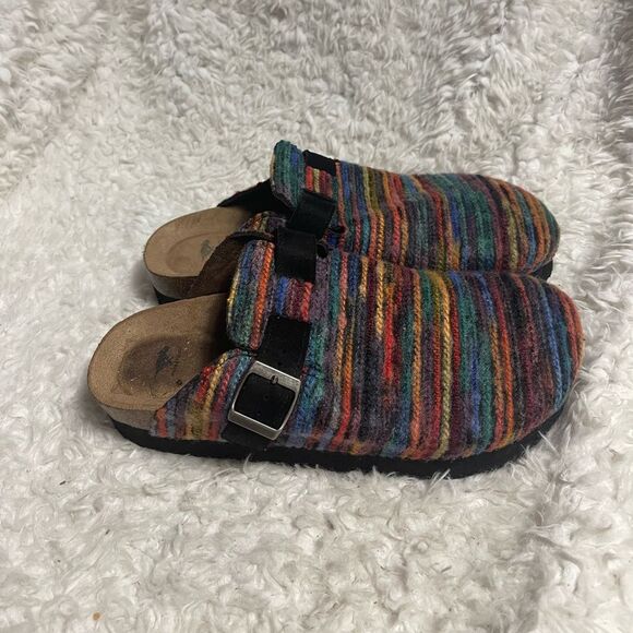 Rocket Dog fabric multi color Striped Clogs with Buckle accent SZ9 - Picture 1 of 9